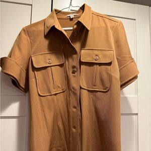 Tan Short Sleeve Button-Up Shirt